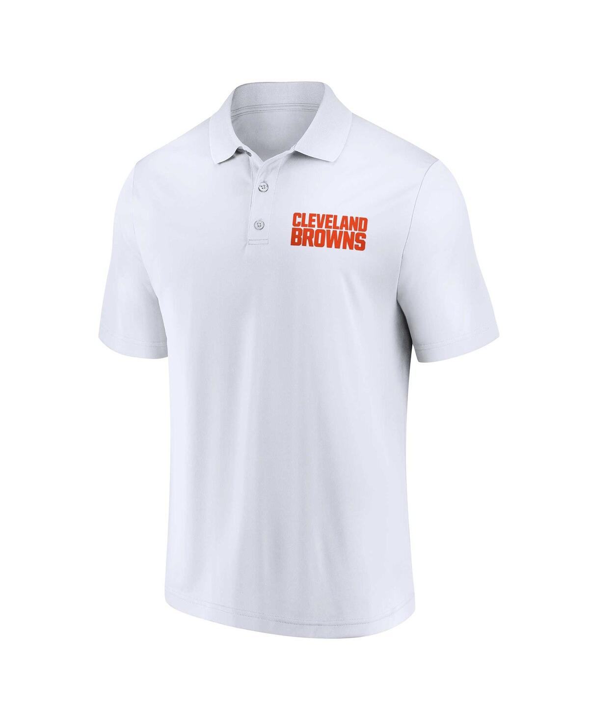 Shop Fanatics Men's  White, Brown Cleveland Browns Lockup Two-pack Polo Shirt Set In White,brown