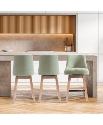 26" Upholstered Swivel Counter Height Bar Stools (Set of 3)