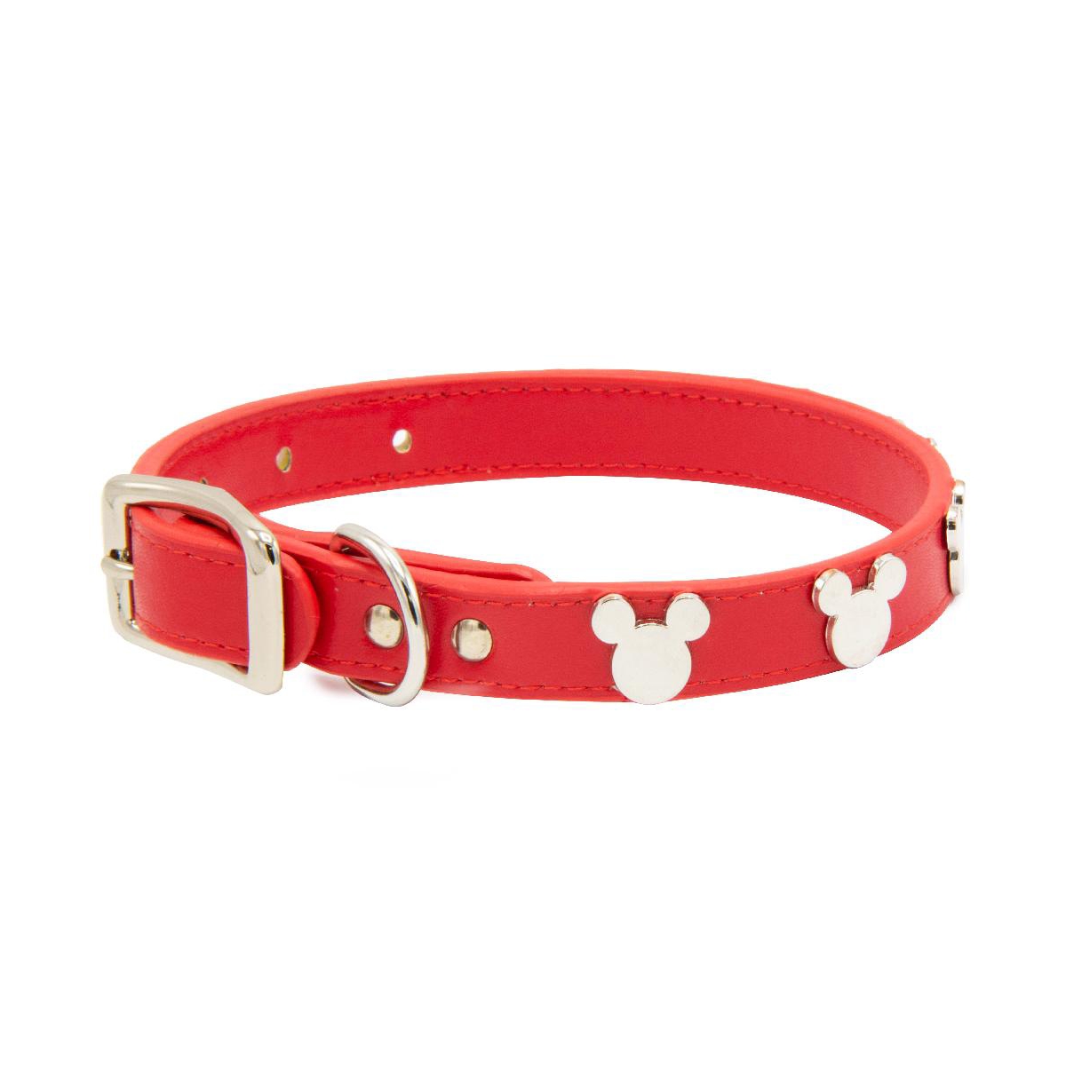 Disney Pet Collar, Faux Leather Dog Collar, Mickey Mouse - Red