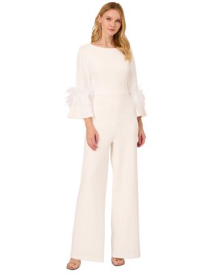Adrianna Papell - Women's Faux-Feather Bell-Sleeve Jumpsuit