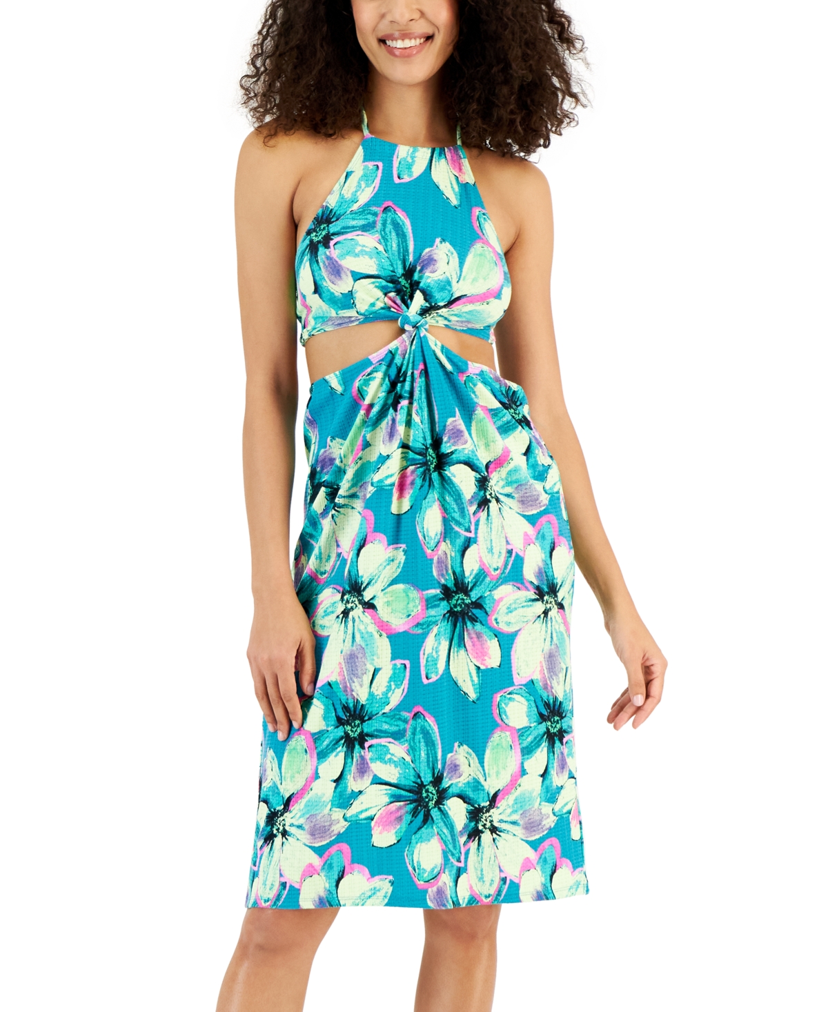 Women's Halter Twist-Front Dress Cover-Up, Created for Macy's - Atoll/lunar Glow