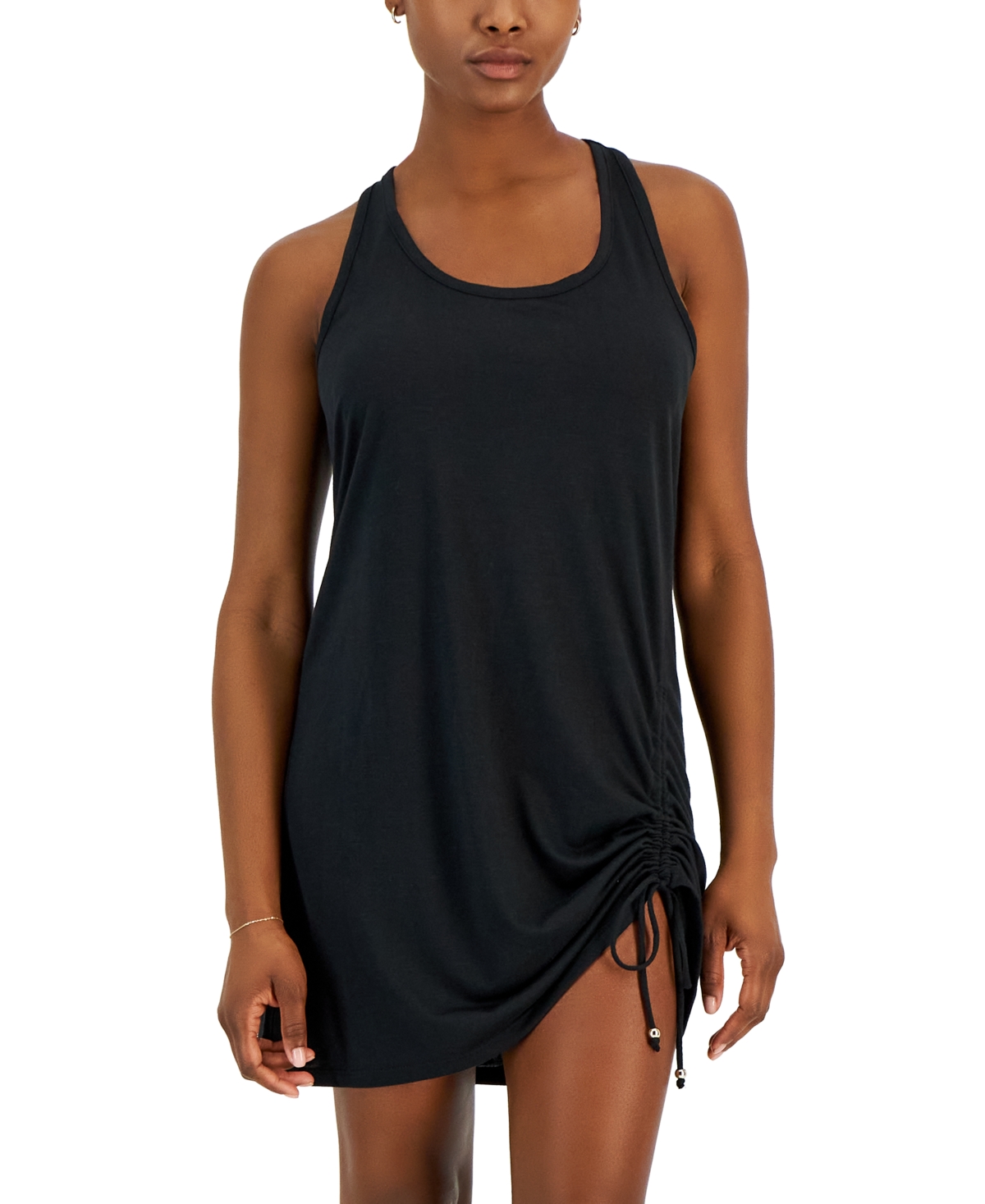 Women's Ruched Racerback Cover-Up, Created for Macy's - Black