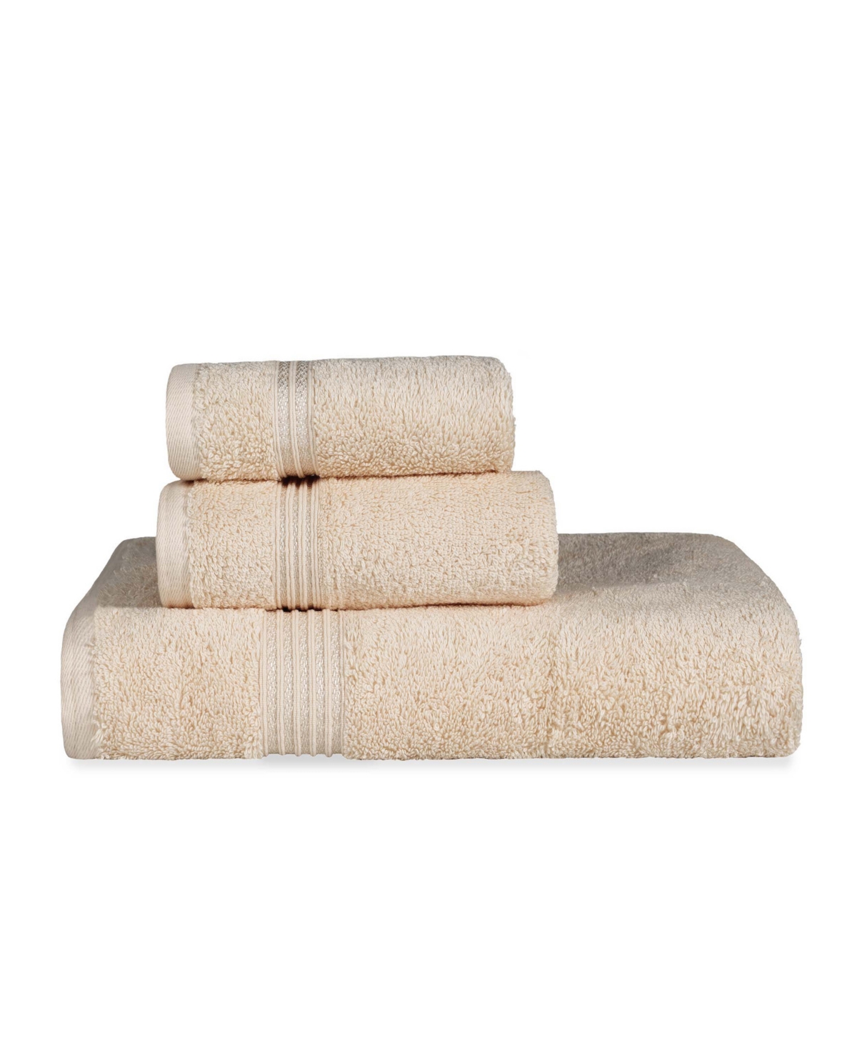 Superior Solid Quick Drying Absorbent 3 Piece Egyptian Cotton Assorted Towel Set In Ivory
