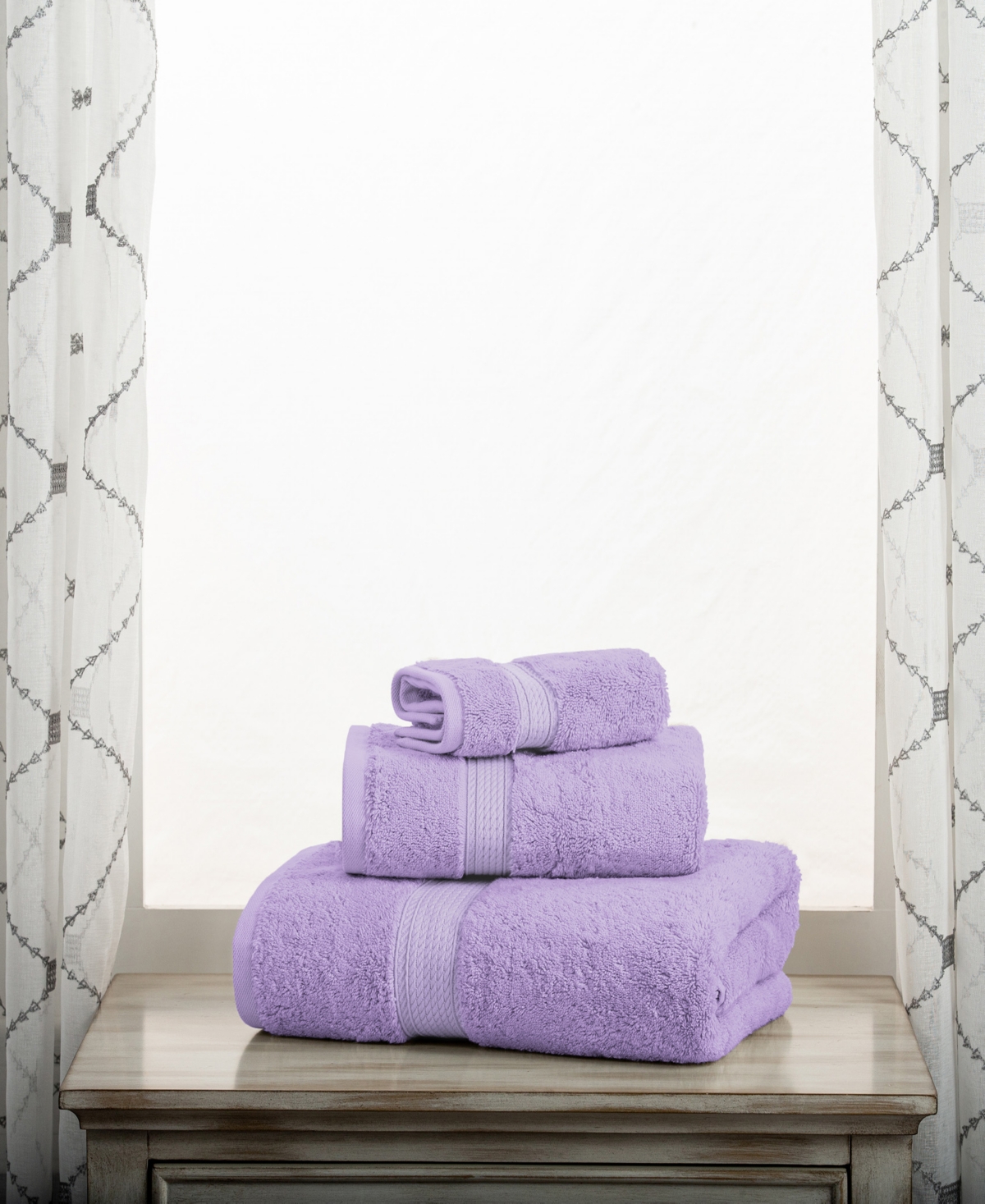 Superior Highly Absorbent Egyptian Cotton 3-piece Ultra Plush Solid Assorted Towel Set In Purple
