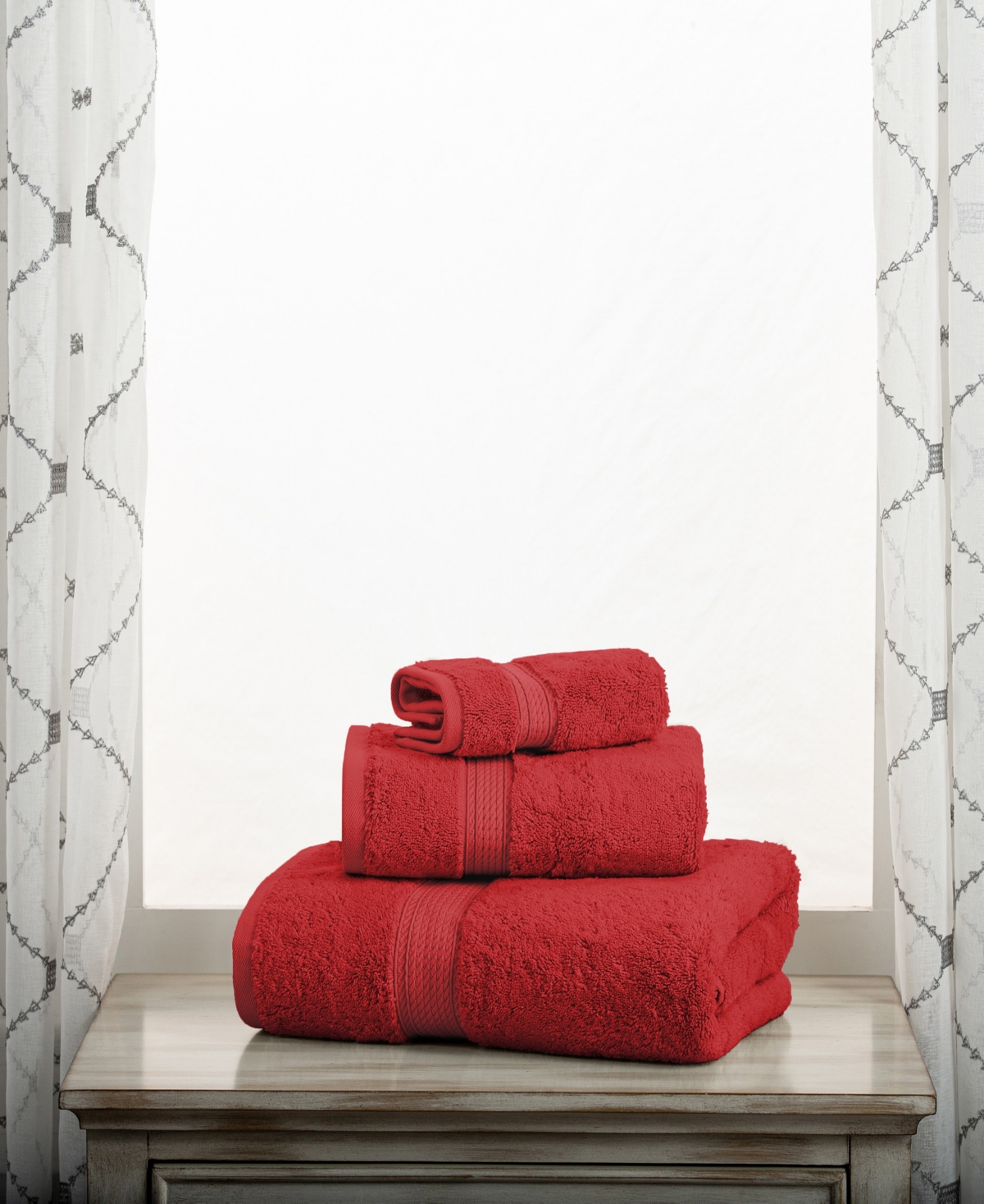 Superior Highly Absorbent Egyptian Cotton 3-piece Ultra Plush Solid Assorted Towel Set In Red