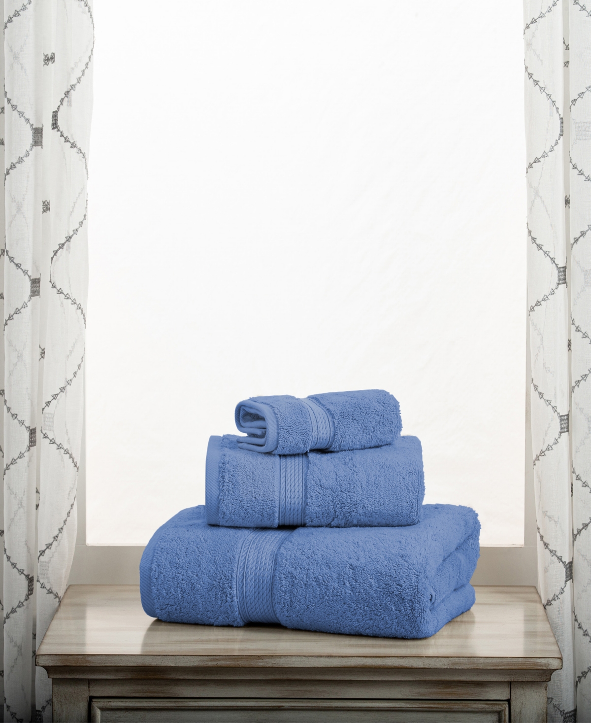 Superior Highly Absorbent Egyptian Cotton 3-piece Ultra Plush Solid Assorted Towel Set In Denim Blue
