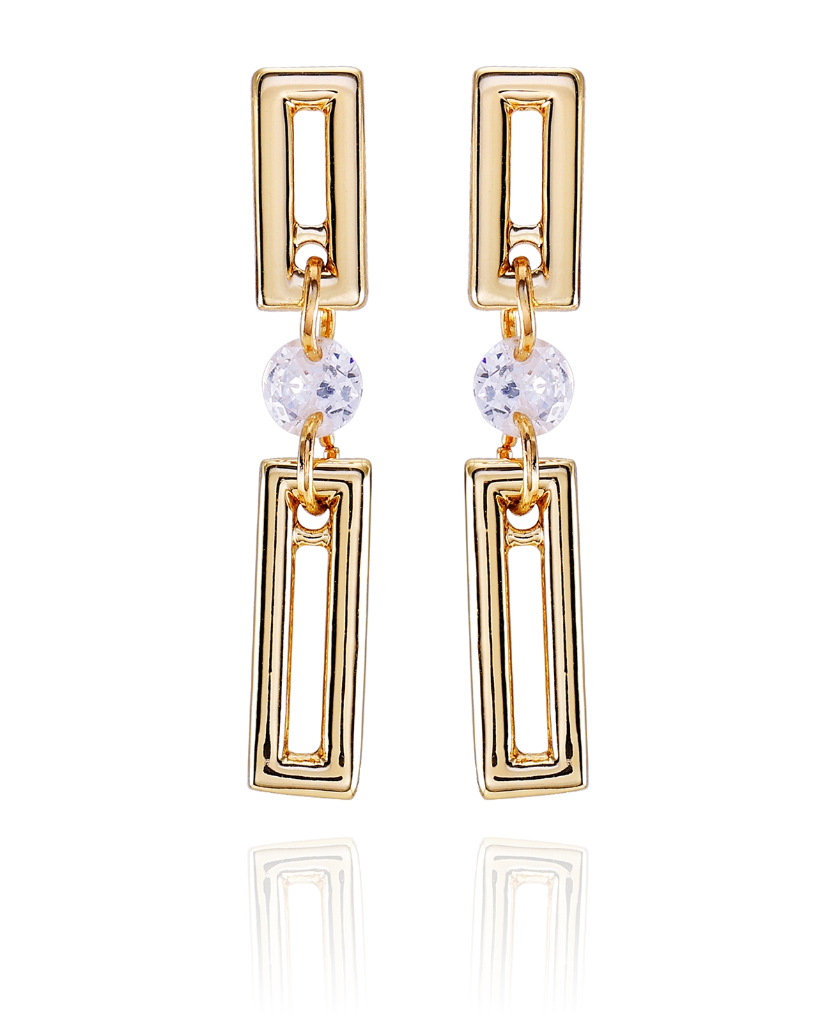 Vince Camuto Gold-tone Clear Glass Stone Dainty Drop Earrings