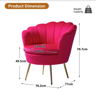 Modern Velvet Barrel Chair with Channel Tufted Back