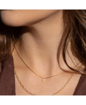 Sterling Silver 18k Gold Plated Weiss Cross Necklace Holiday Gift Idea