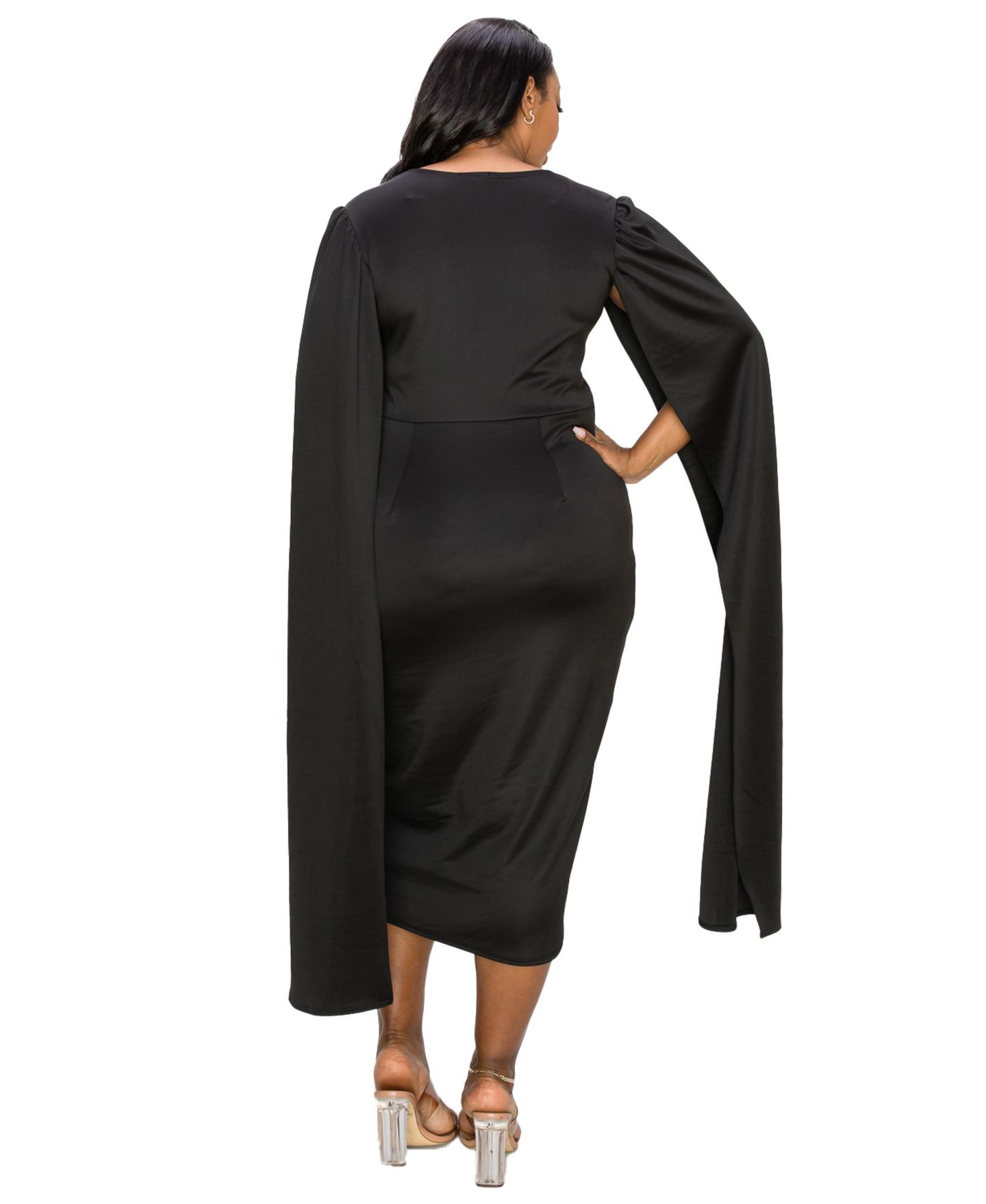 Женское платье L I V D Plus Size Naomi Cape, цвет: Чёрный — фото 2