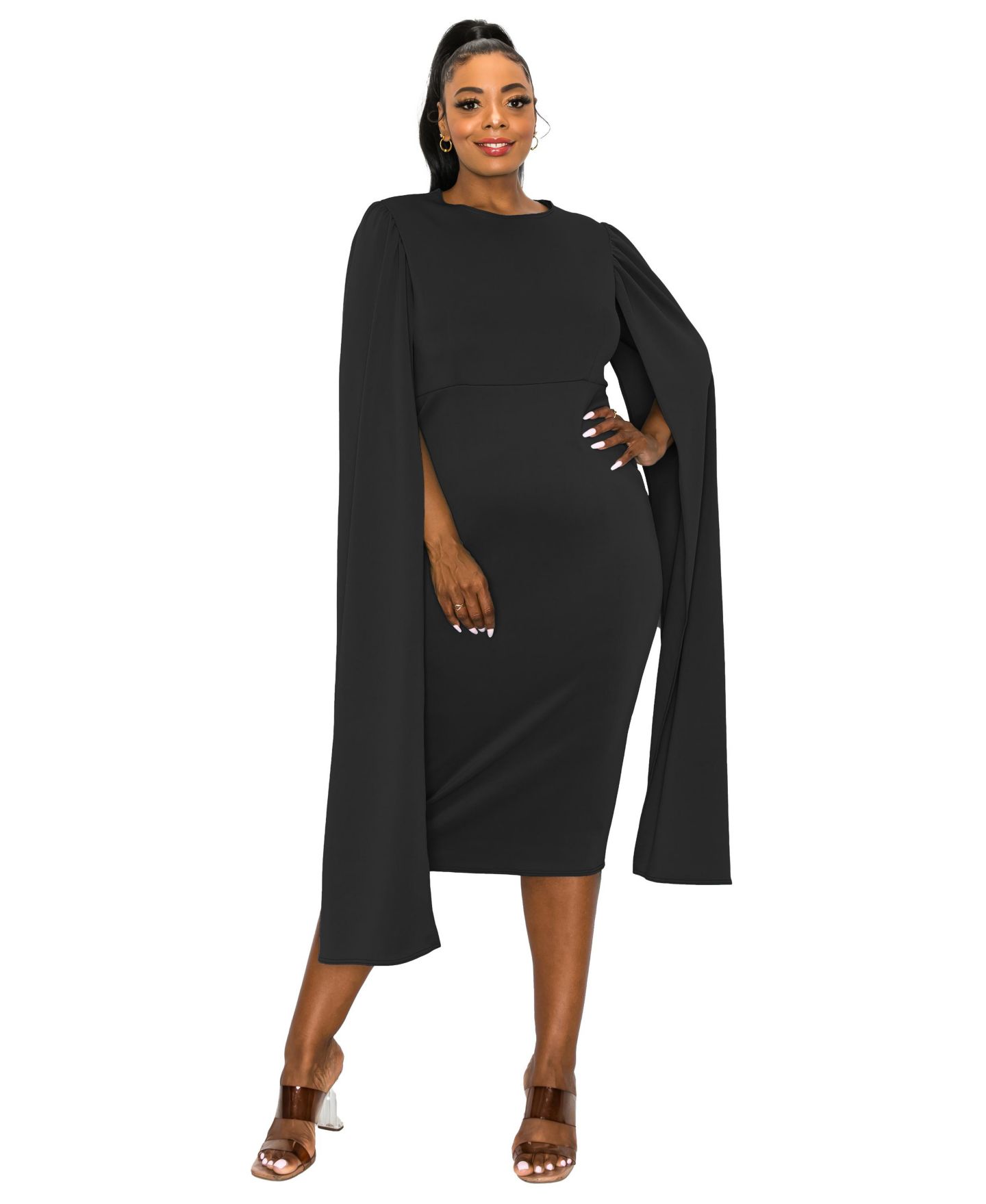 Женское платье L I V D Plus Size Naomi Cape, цвет: Чёрный — фото 1