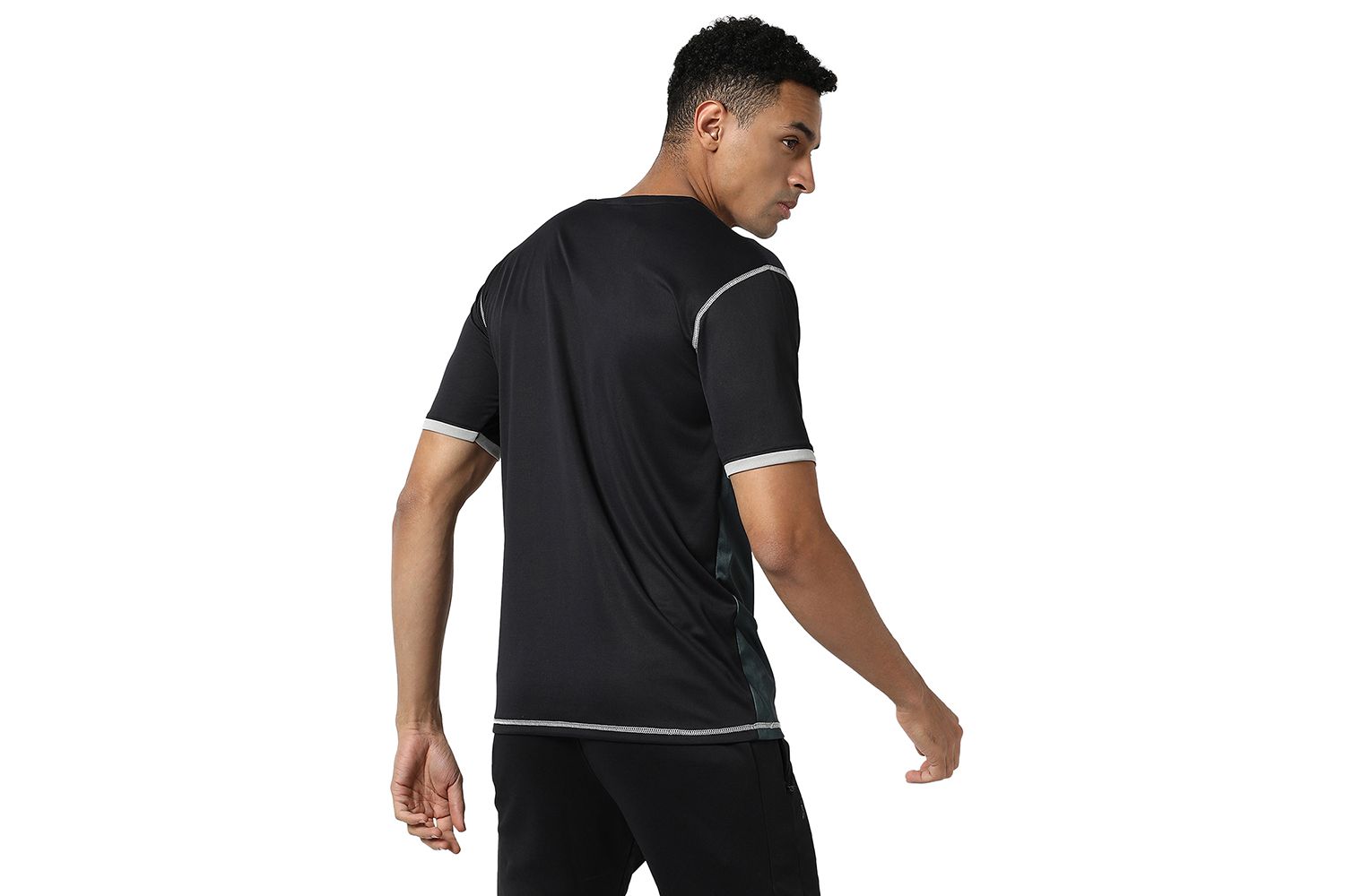 Men's Charcoal Grey Geometric Active wear T-Shirt
