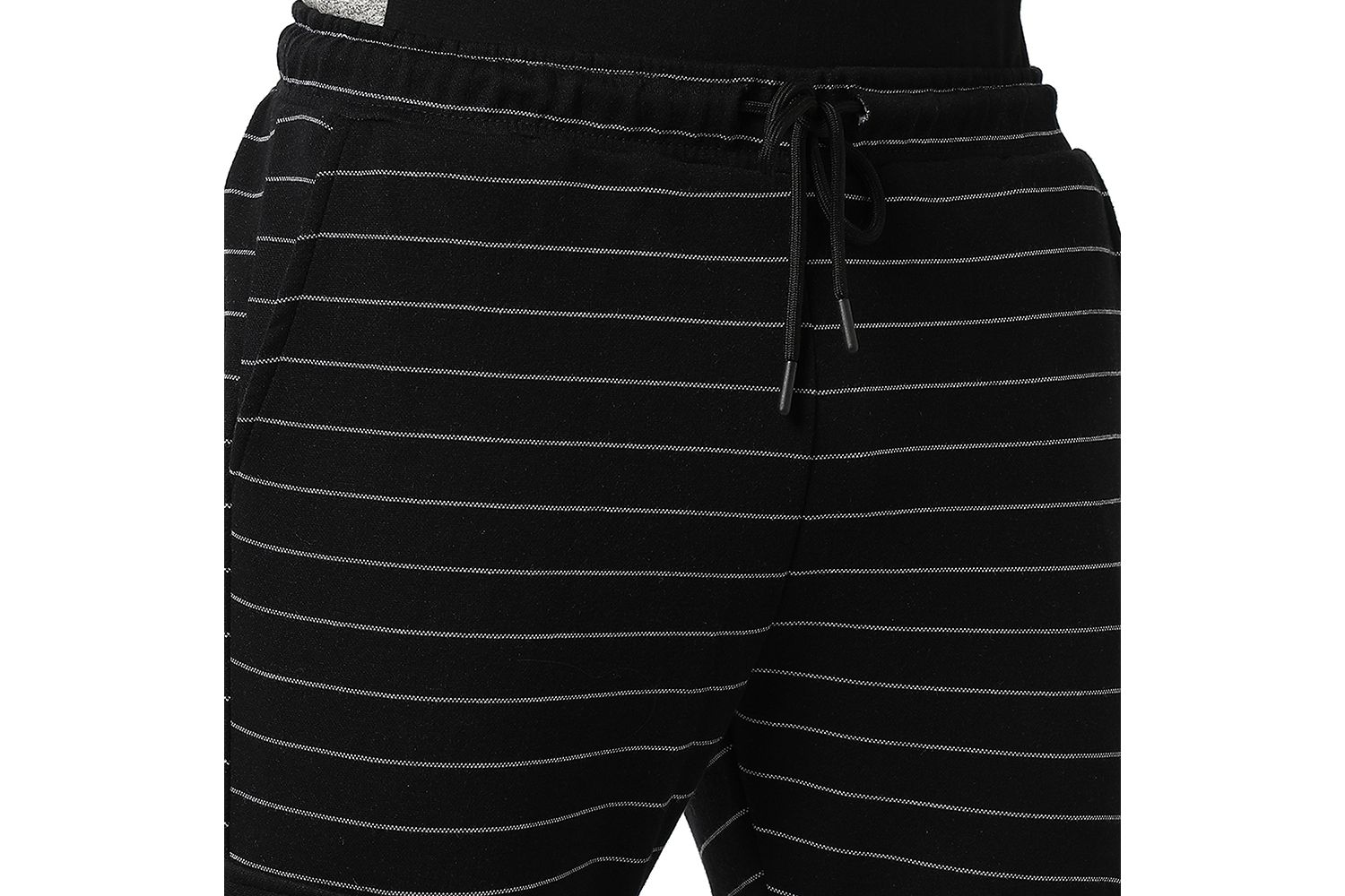 Men's Black Horizontal Striped Casual Joggers