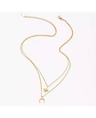 Moon and Star Layered Necklace