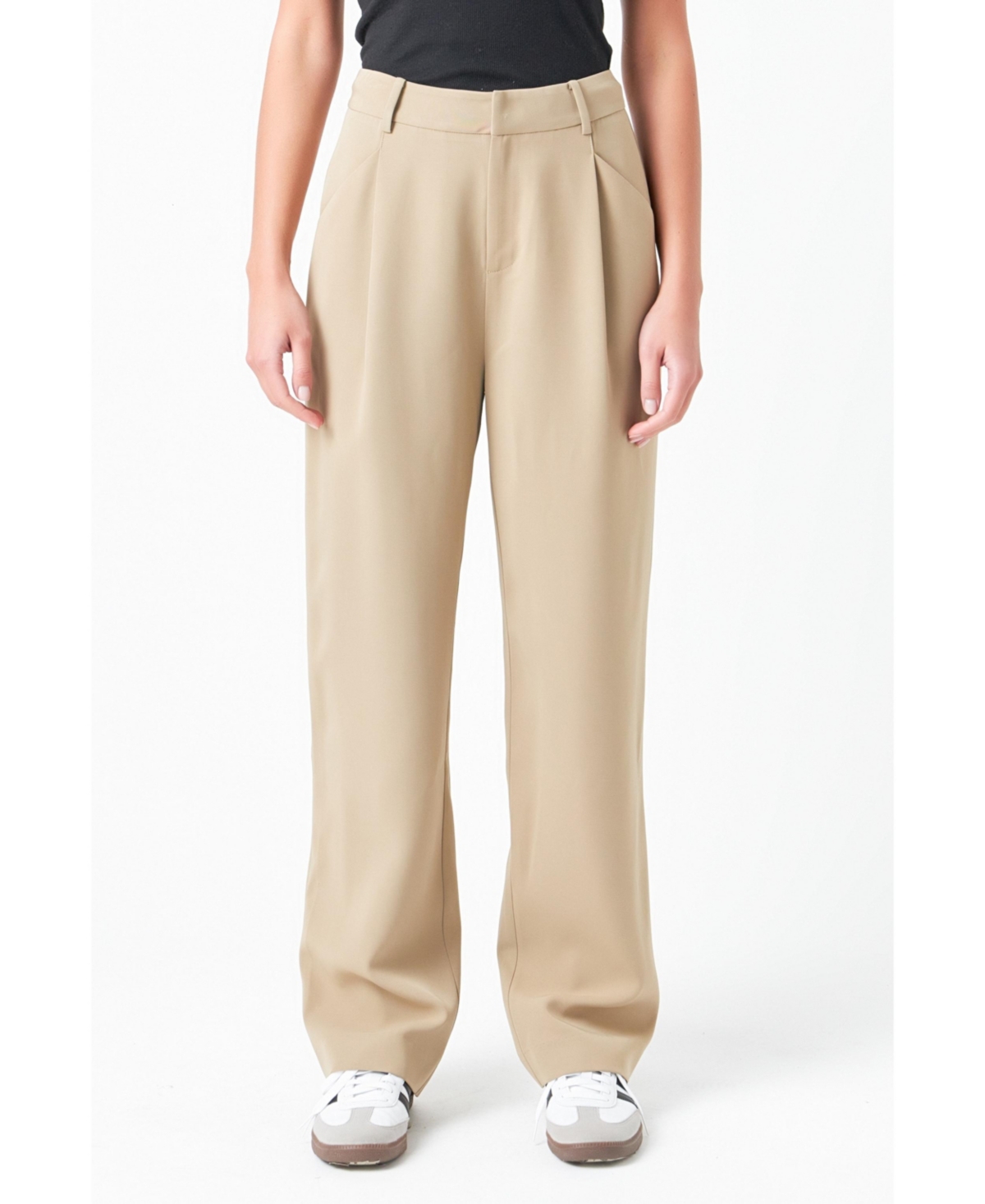Women's Wide Leg High Waisted Trouser - Khaki