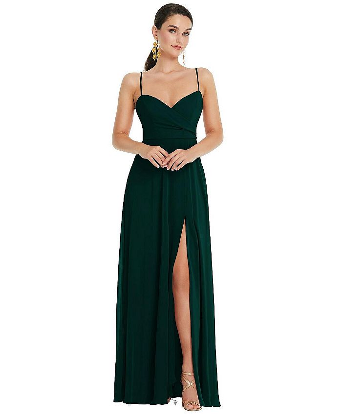 Lovely Womens Adjustable Strap Wrap Bodice Maxi Dress with Front Slit -  Macy's