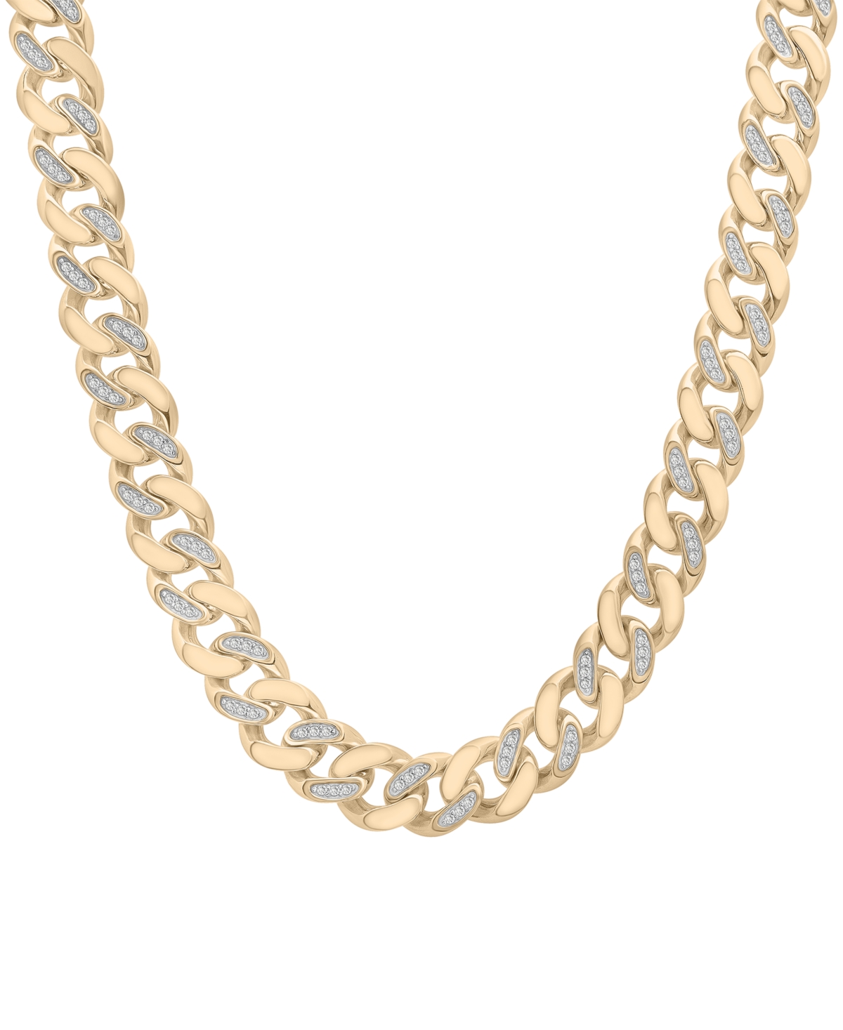 Macy's Men's Diamond Cuban Link 24" Chain Necklace (1 Ct. T.w.) In Sterling Silver Or 14k Gold-plated Sterl In Gold Over Silver