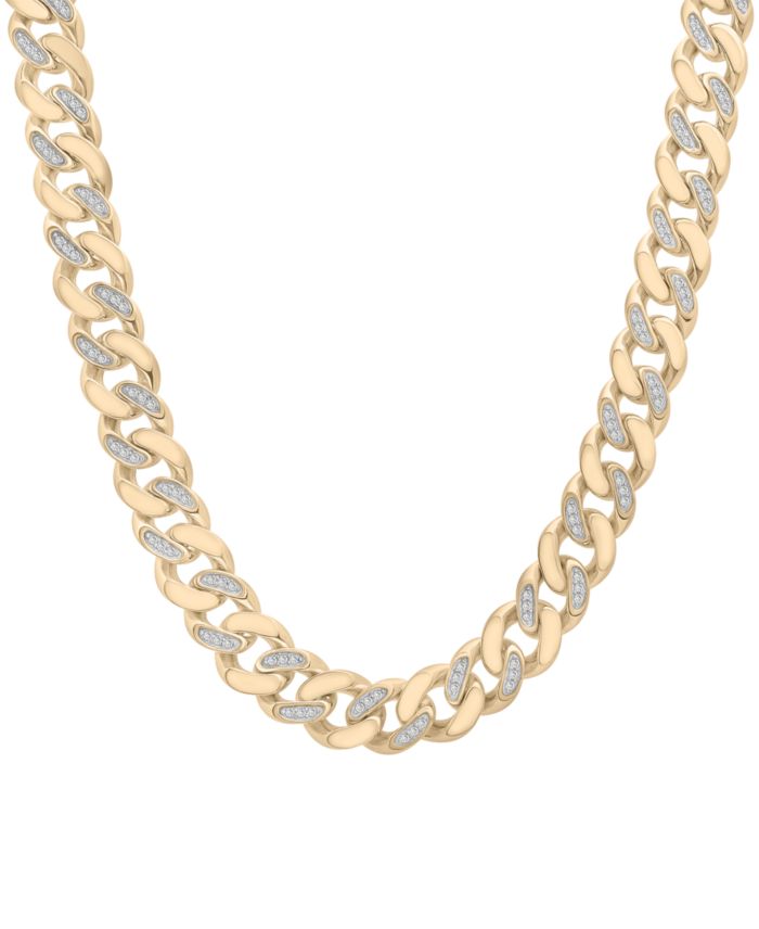 Men's Diamond Cuban Link 24" Chain Necklace (1 ct. t.w.) in Sterling