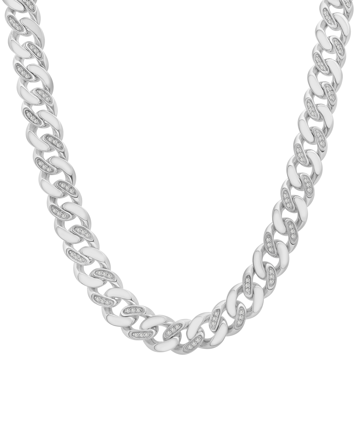 Macy's Men's Diamond Cuban Link 24" Chain Necklace (1 Ct. T.w.) In Silver