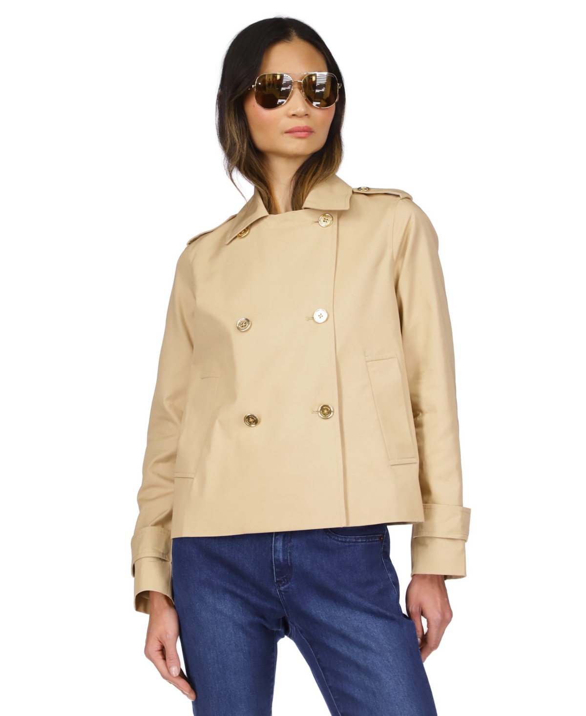 Michael Michael Kors Women's Cotton Twill Cropped Peacoat