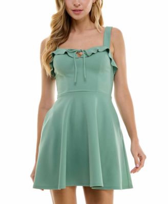 City Studios - Juniors' Ruffled Sweetheart Fit & Flare Dress