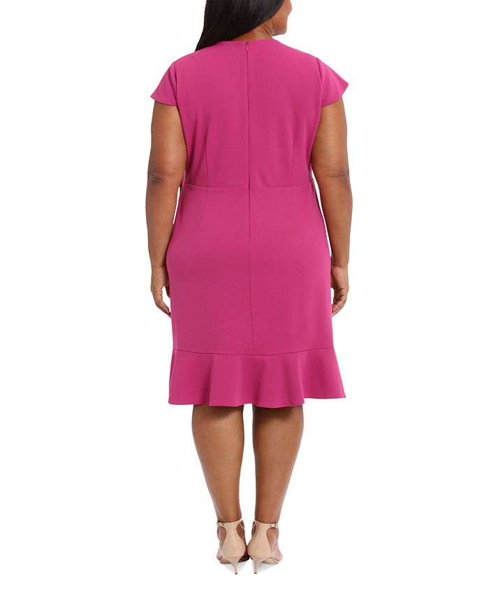 London Times Plus Size Short-Sleeve V-Neck Faux-Wrap Dress - Macy's
