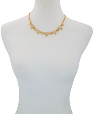 Gold-Tone Pave Glass Stone Statement Necklace