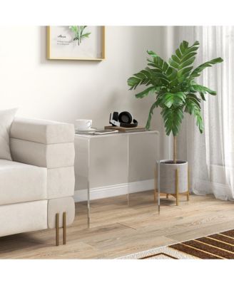 Clear Acrylic Side Table Waterfall End Table with Rounded Edges
