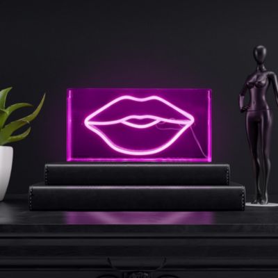 Lips Contemporary Glam Acrylic Box USB Operated LED Neon Light