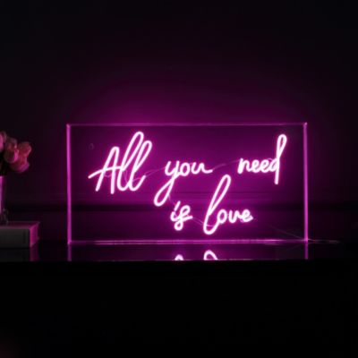 USB All You Need Is Love Contemporary Glam Acrylic Box USB Operated LED Neon Light