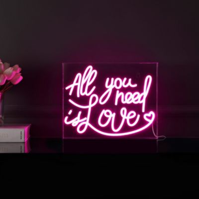 All You Need Is Love Contemporary Glam Acrylic Box USB Operated LED Neon Light