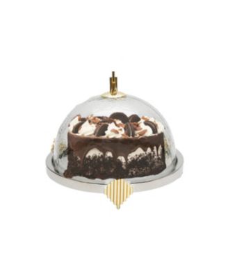 Cake Dome with Stainless Steel Base Symmetrical Design