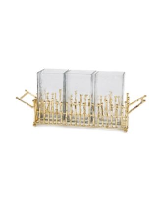 Symmetrical Design Cutlery Holder with 4 Piece Set, 11.5" L