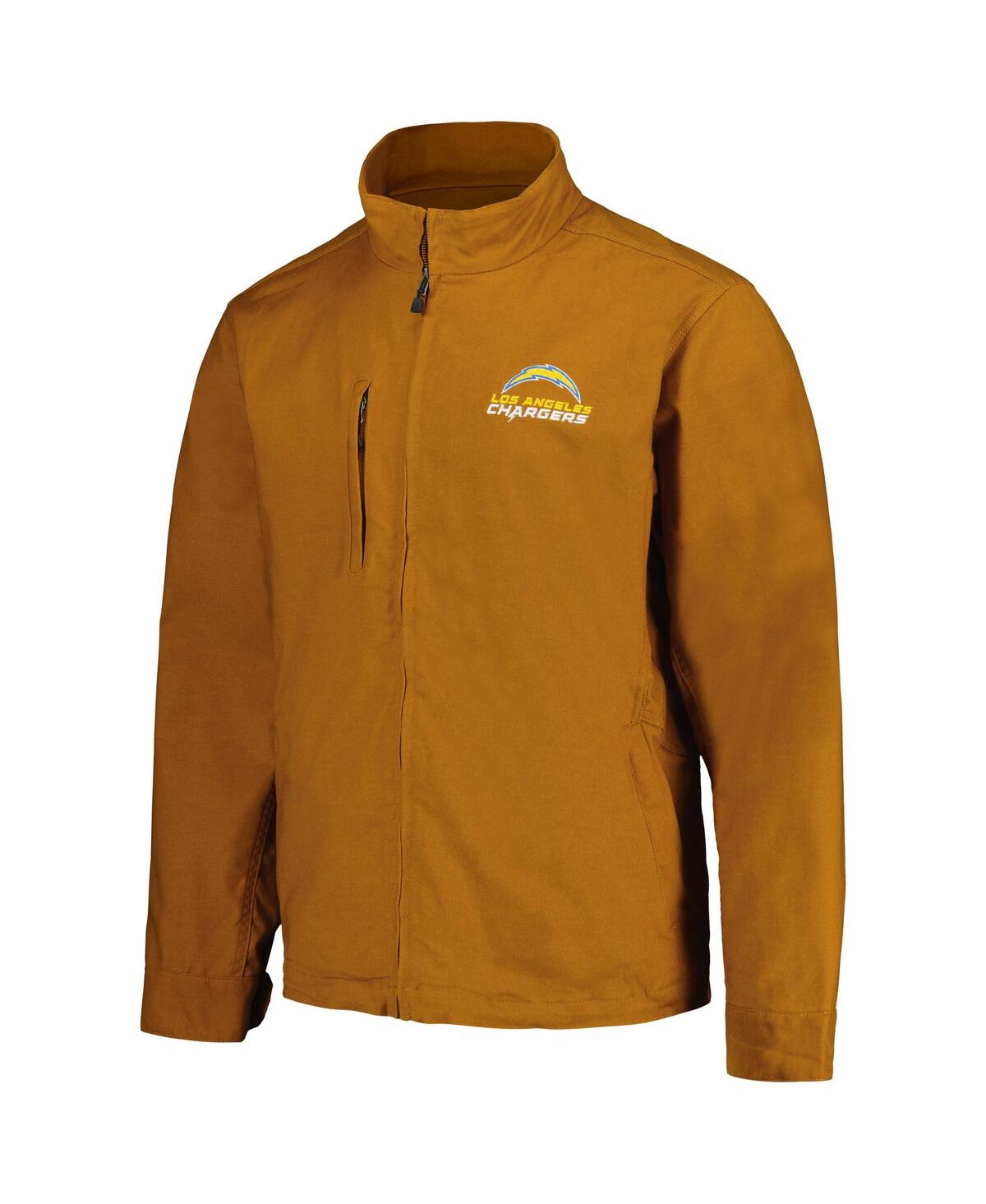 DUNBROOKE MEN'S DUNBROOKE TAN LOS ANGELES CHARGERS JOURNEY WORKWEAR TRI-BLEND FULL-ZIP JACKET 