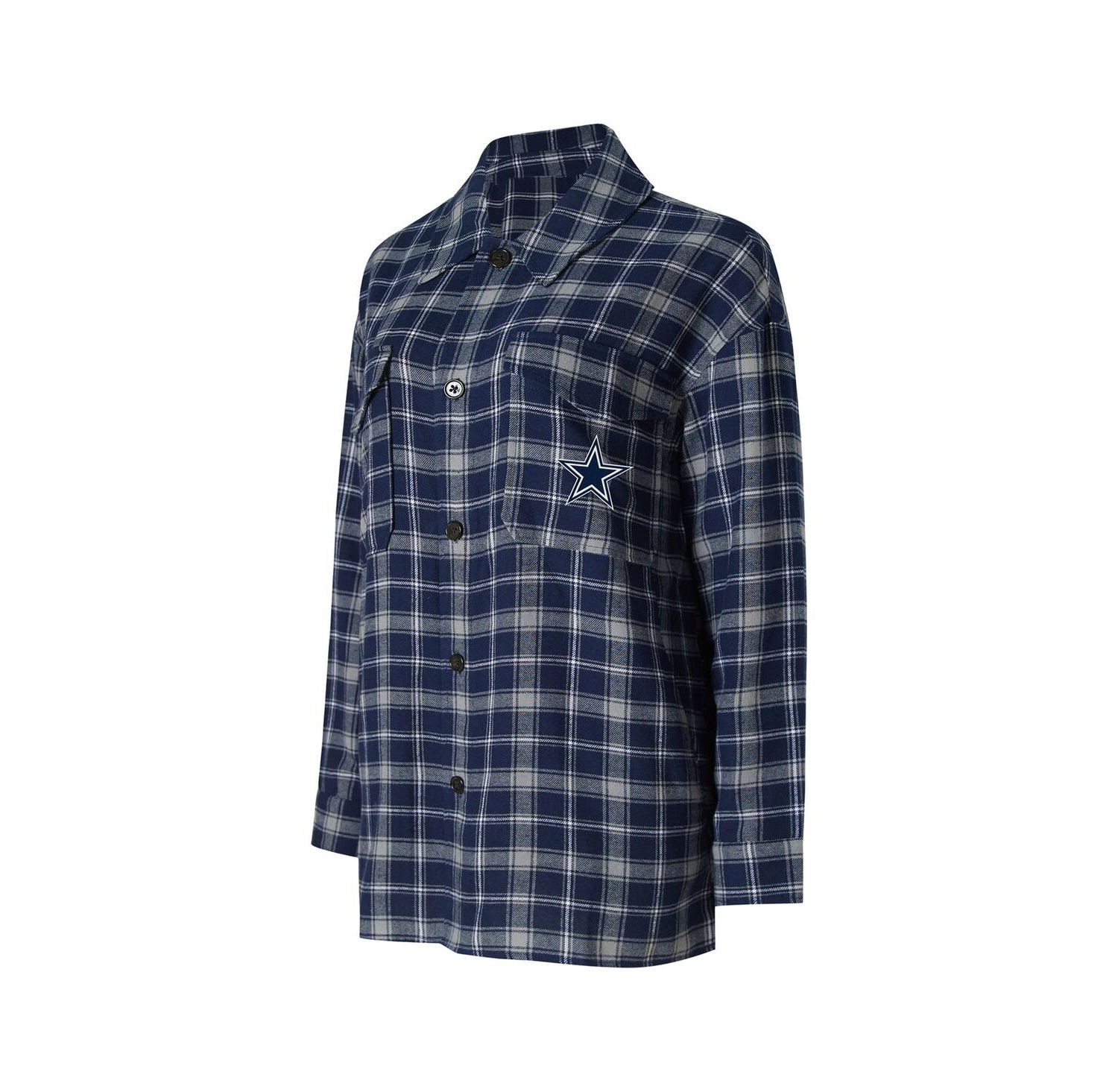 Women's Navy Dallas Cowboys Arctic Boyfriend Flannel Nightshirt