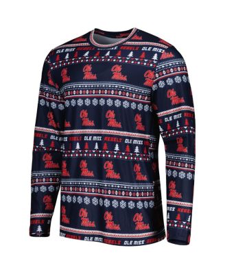 Men's Navy Ole Miss Rebels Swivel Long Sleeve T-shirt and Pants Sleep Set