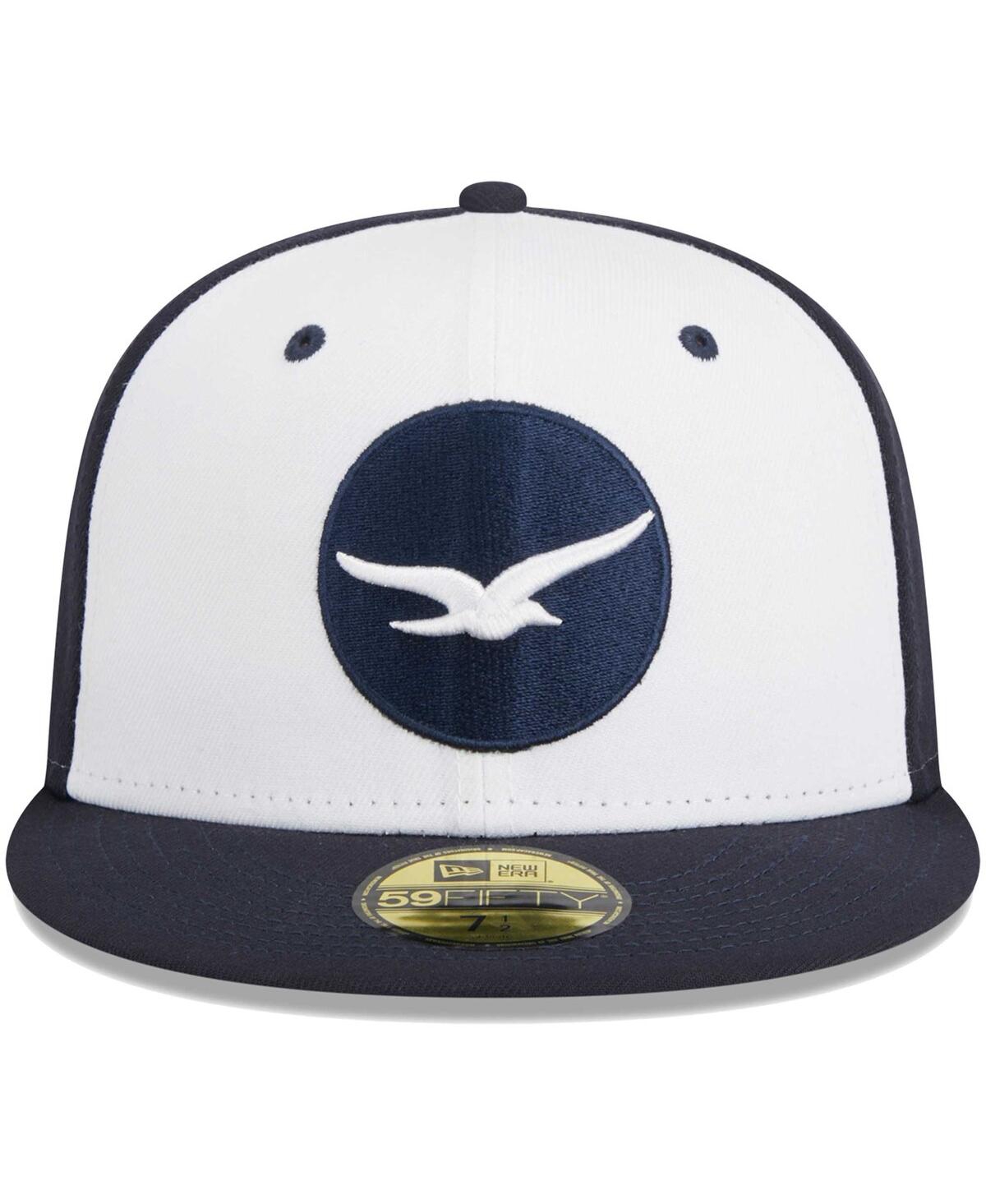 NEW ERA MEN'S NEW ERA WHITE PENSACOLA BLUE WAHOOS THEME NIGHTS PENSACOLA SEAGULLS 59FIFTY FITTED HAT 