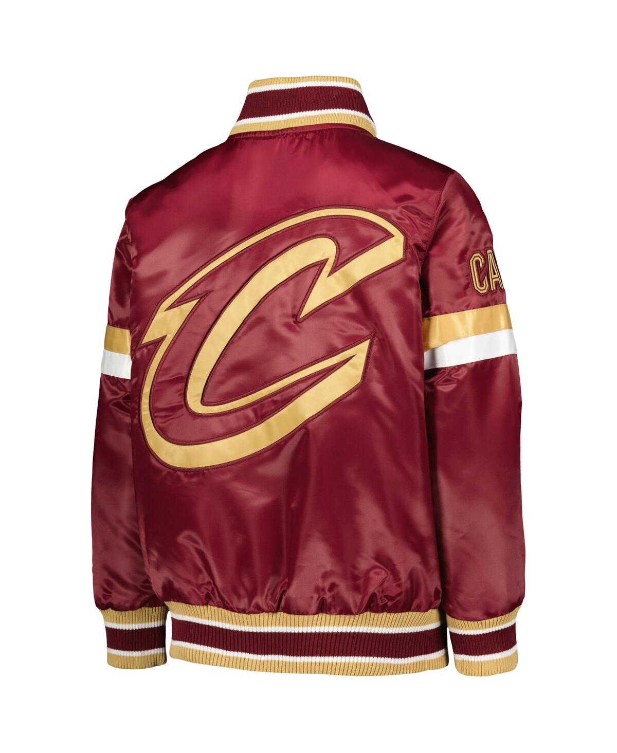 Big Boys StarterCleveland Cavaliers Home Game Varsity Satin Full-Snap Jacket - Wine