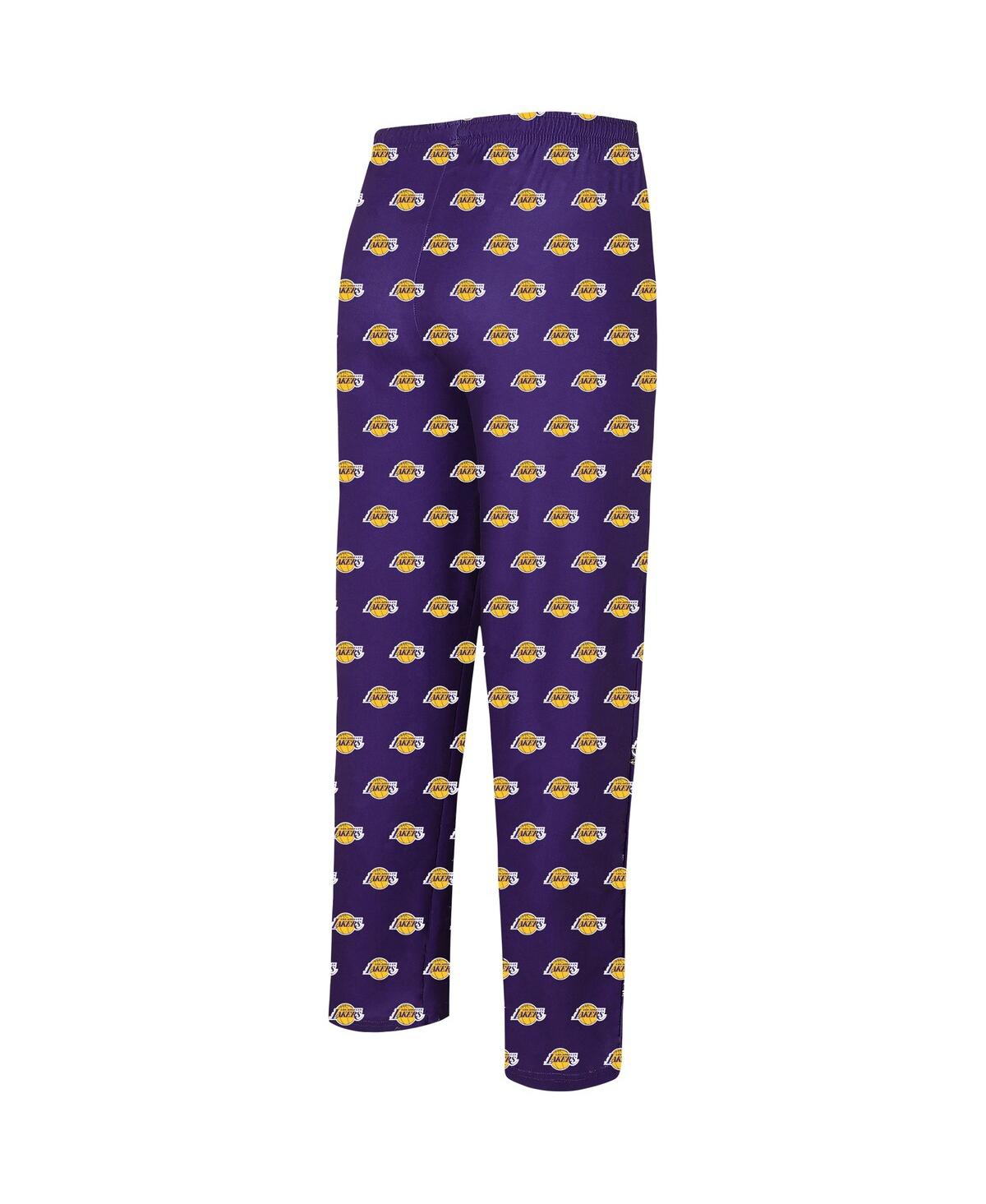 Men's Concepts SportLos Angeles Lakers Allover Logo Print Gauge Sleep Pants - Purple