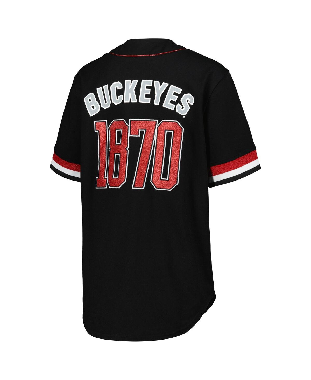 The Wild Collective Women's  Black Ohio State Buckeyes Button-up Baseball Shirt In Black