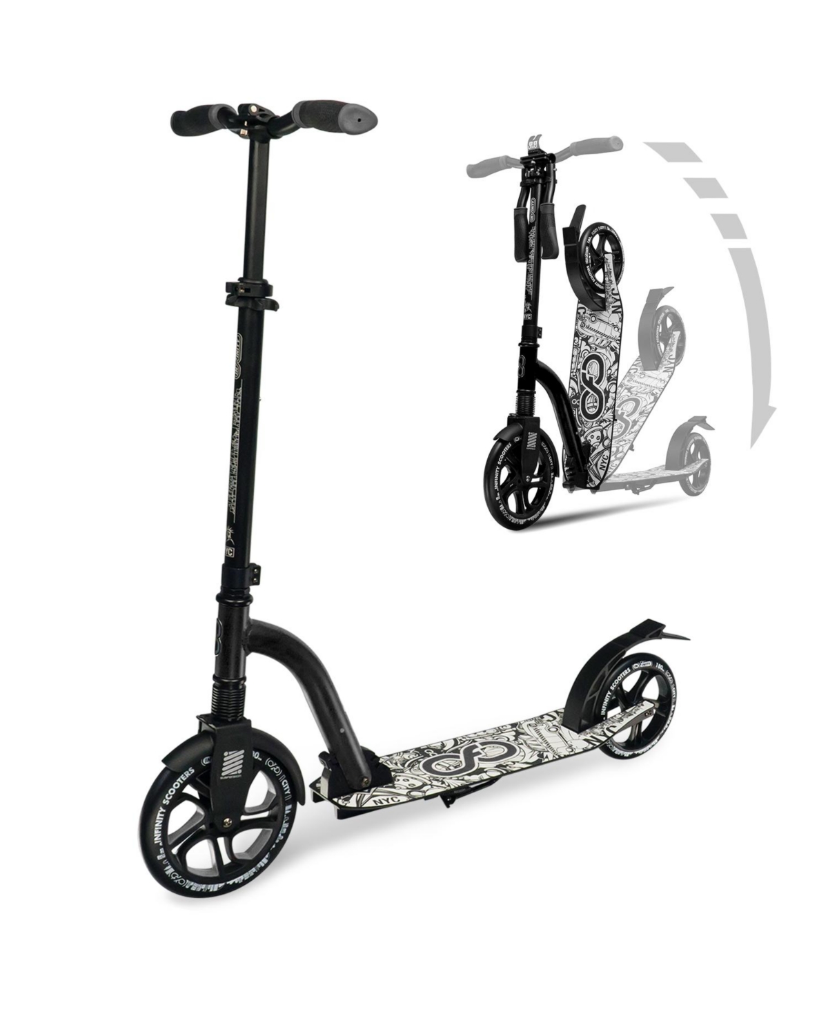 New York Foldable Kick Scooter - Great Scooters For Teens And Adults - Black