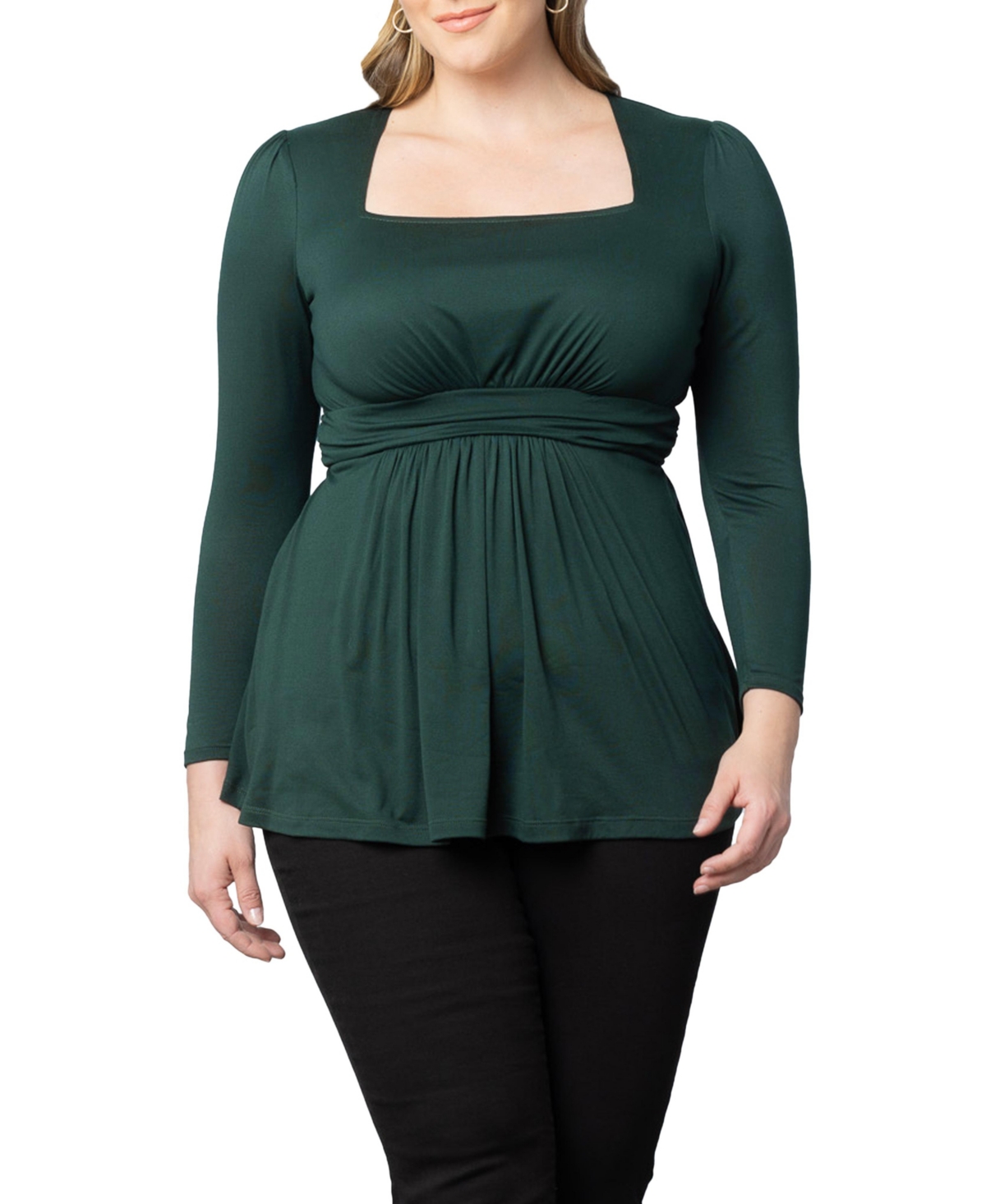 Women's Plus Size Delilah Long Sleeve Top - Hunter green