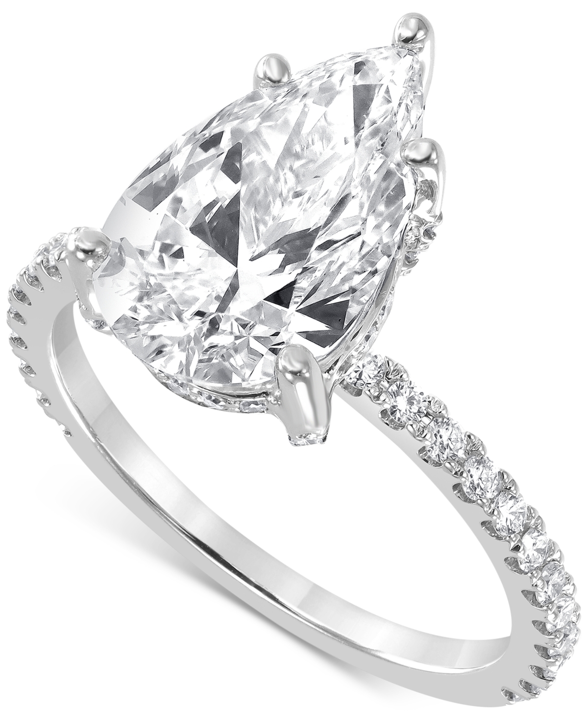 Badgley Mischka Certified Lab Grown Diamond Pear Halo Engagement Ring (3-3/8 Ct. T.w.) In 14k Gold In White Gold