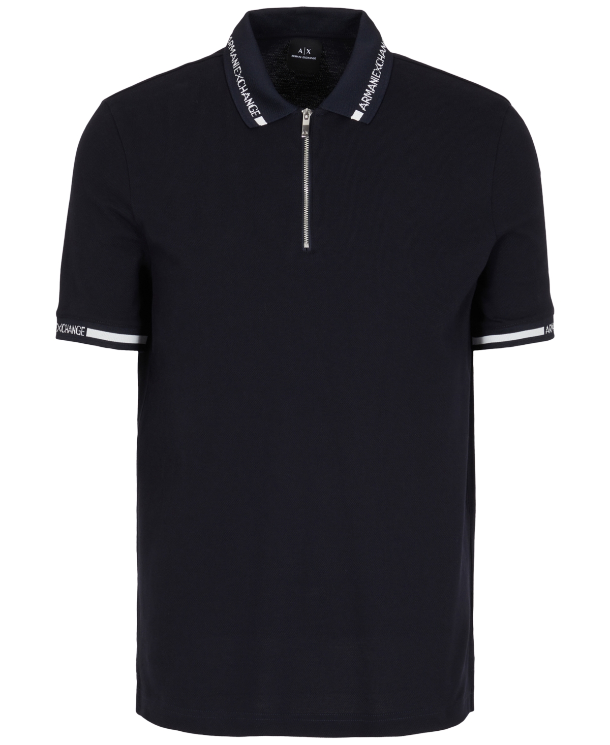 A|X Armani Exchange Men's Cotton Zip-Placket Logo Polo Shirt