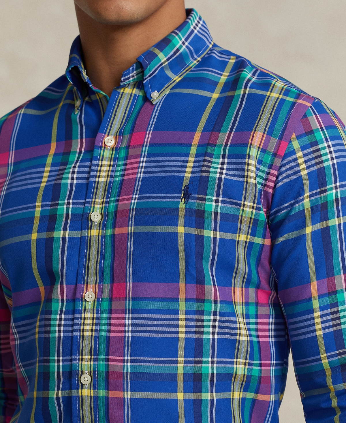 Polo Ralph Lauren Men's Classic-Fit Plaid Performance Shirt -pink Multi