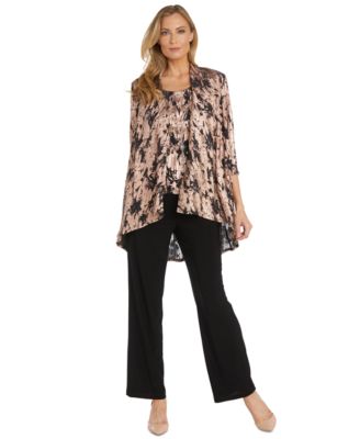 R & M Richards - Women's 3-Pc. Metallic Jacquard Jacket, Tank Top & Pant Set