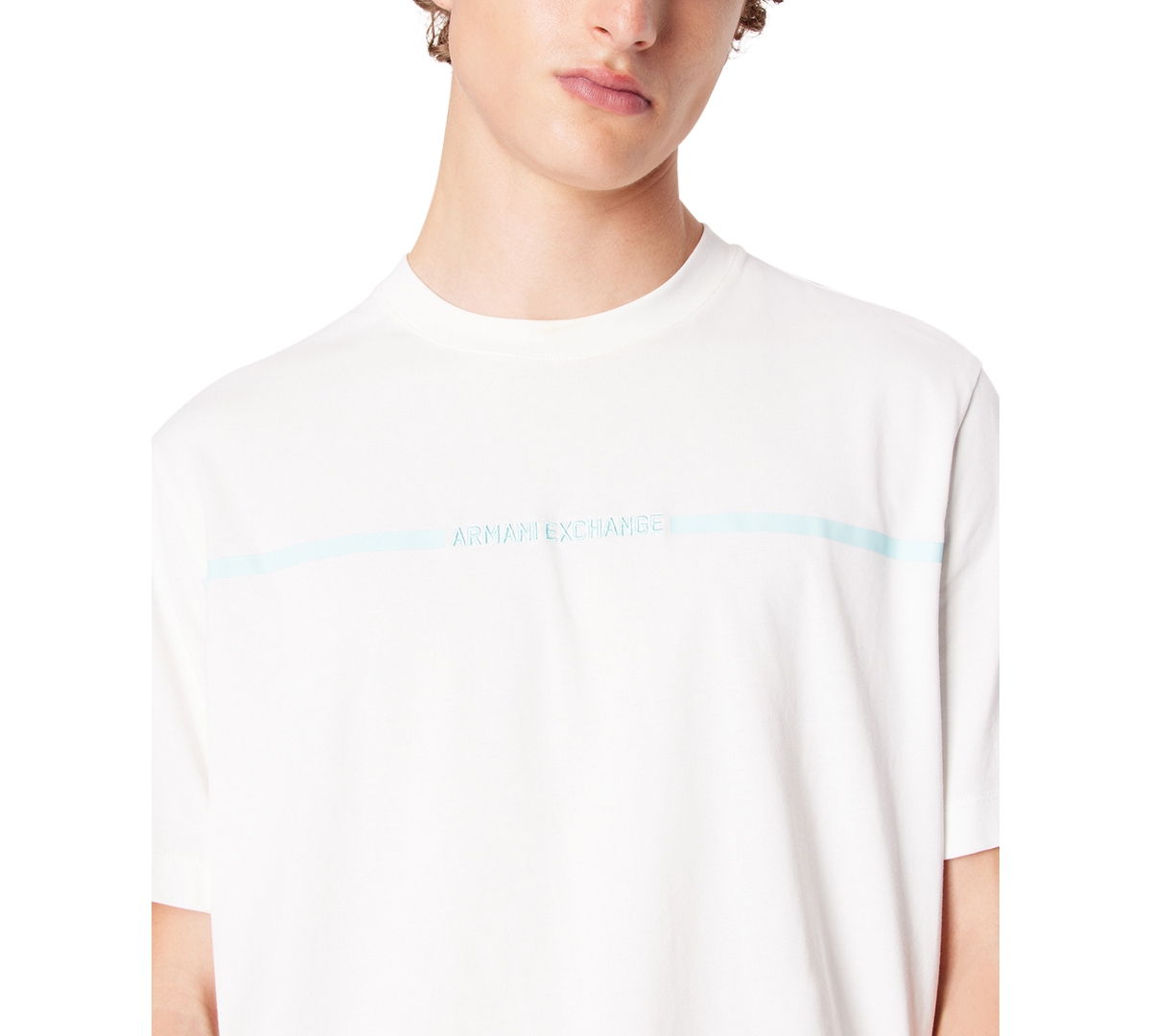A|X Armani Exchange Men's Short Sleeve Skinny Stripe Logo T-Shirt
