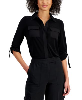 Anne Klein - Women's Convertible-Sleeve Utility Shirt