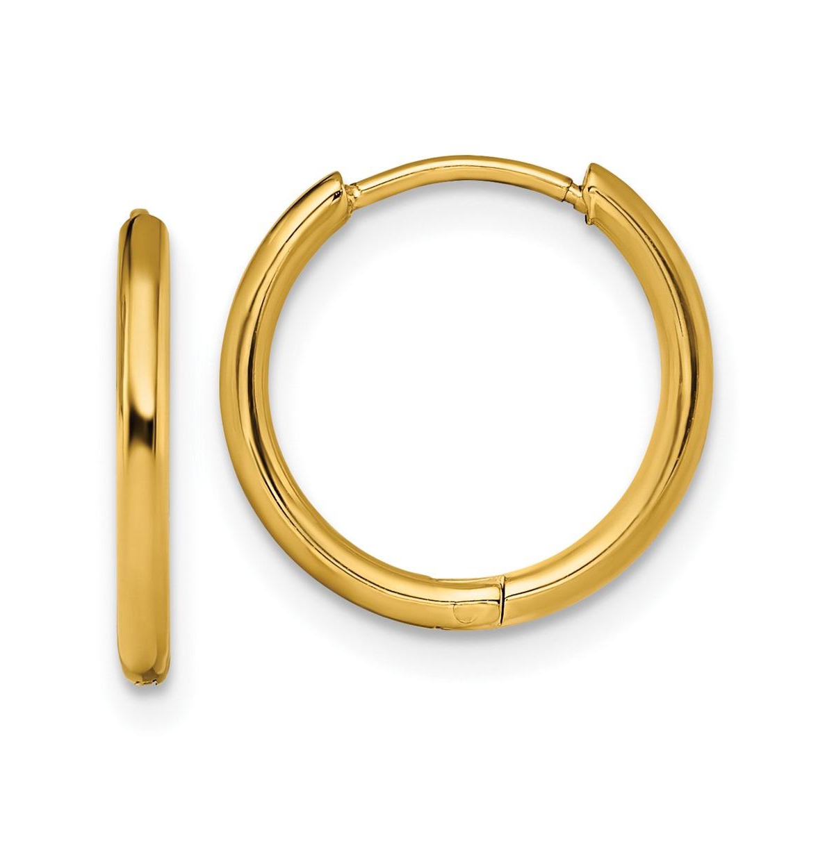 Stainless Steel Polished Yellow plated Hinged Hoop Earrings - Gold