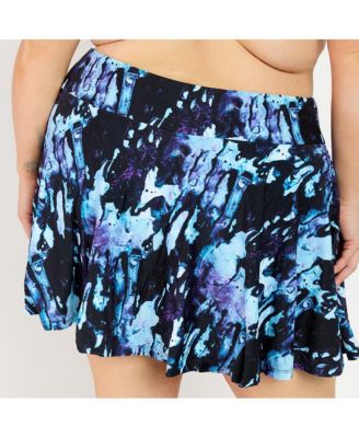 Plus Size High Waisted Chlorine Resistant Flowy Swim Skort With Attached Shorts